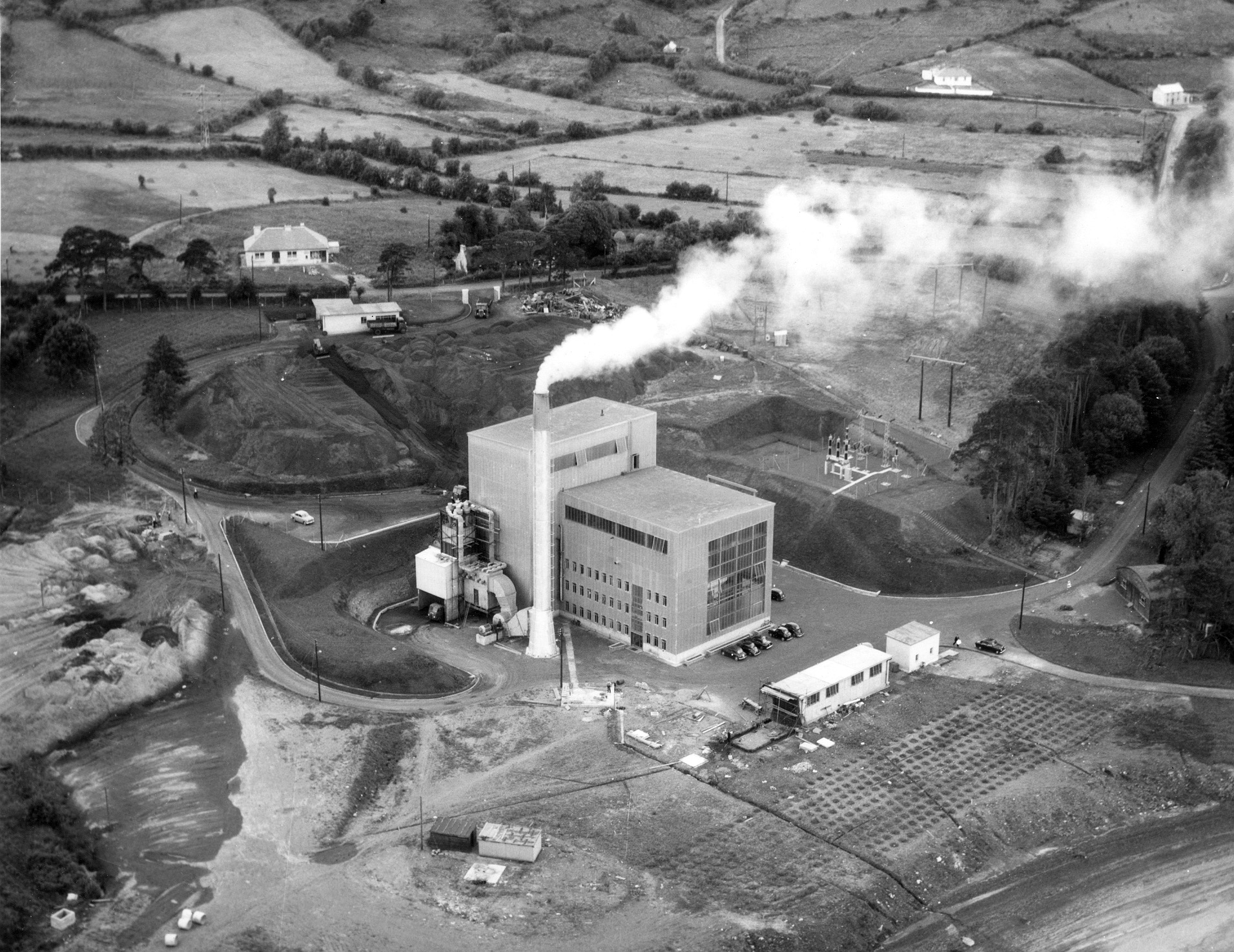 Aerial view of the Arigna industrial power plant in County Roscommon