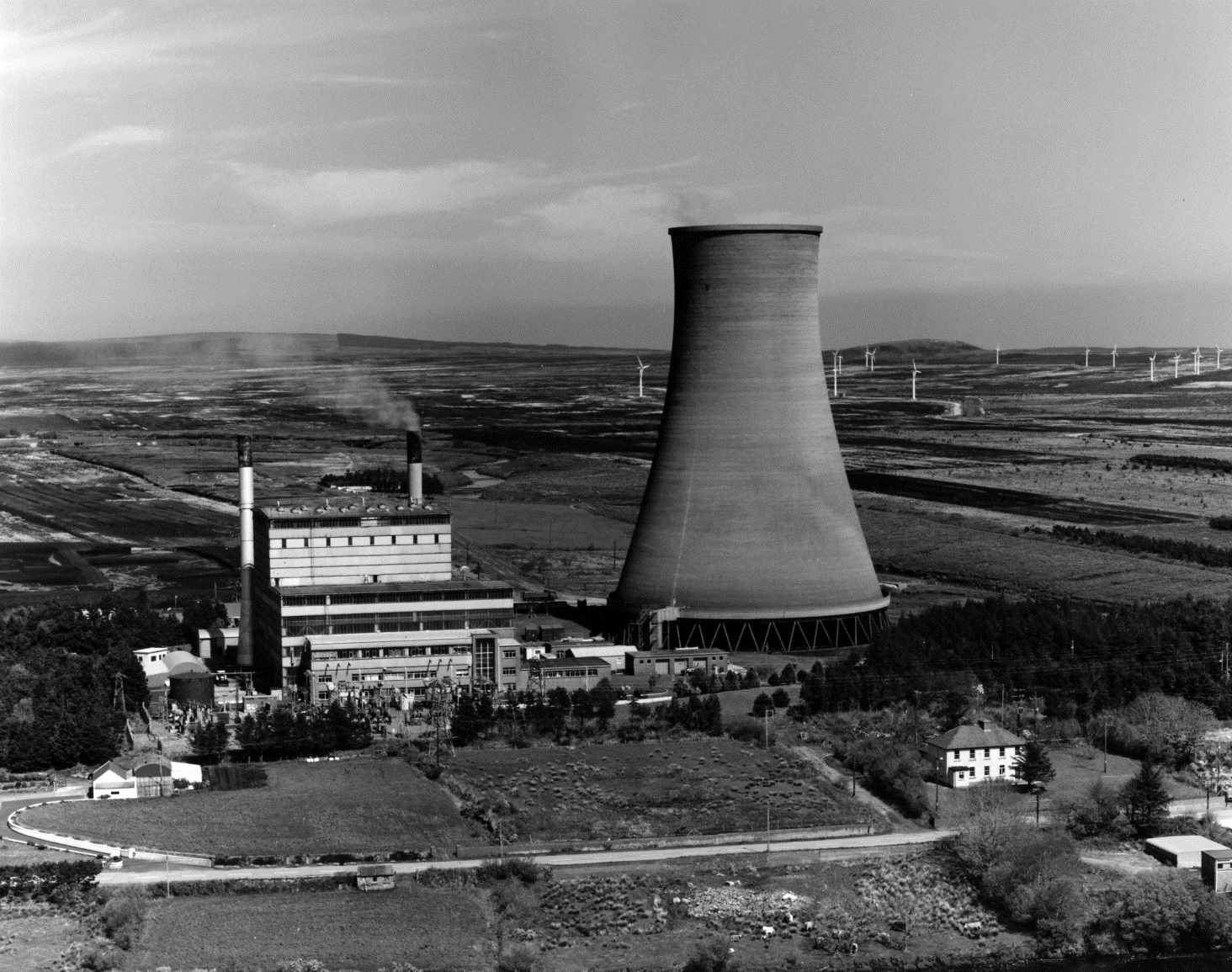 Aerial view of Bellacorick power station in County Mayo