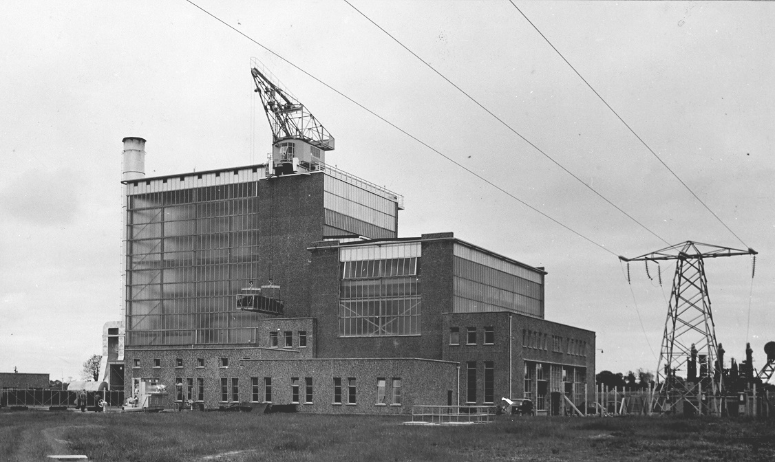 Black and white photograph of Lanesborough power station