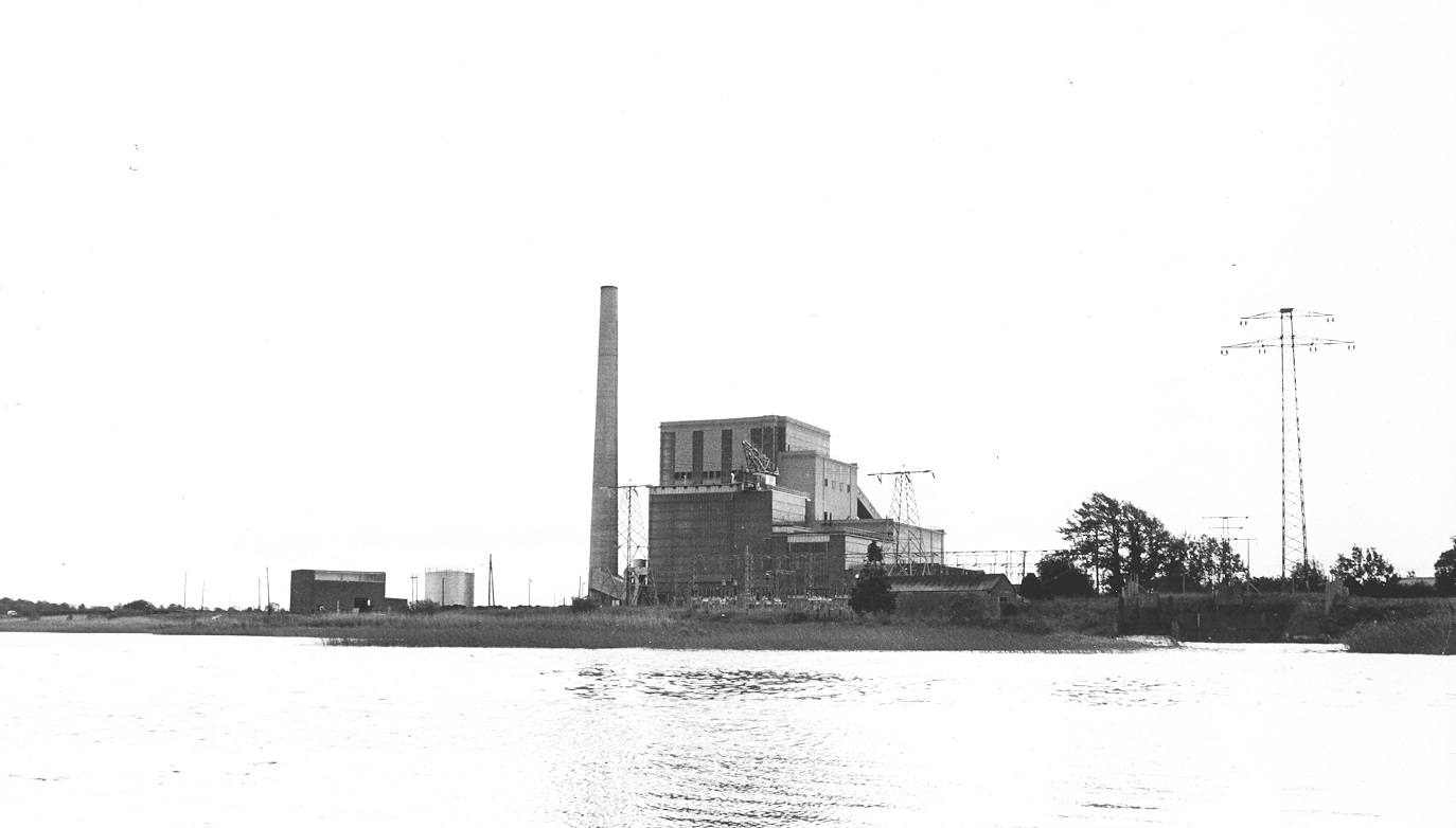Aerial view of Lanesborough power station in County Longford