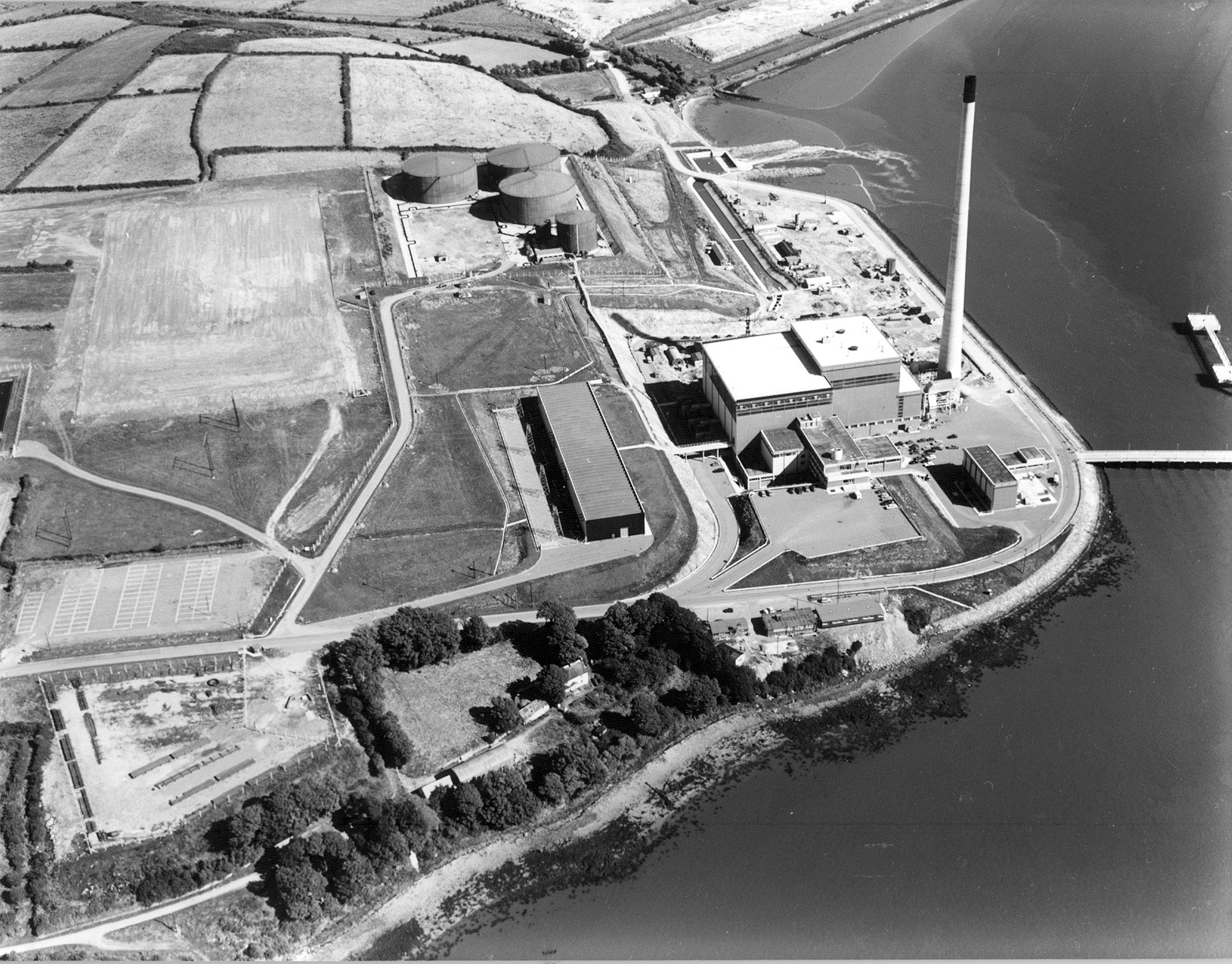 Aerial view of Great Island power station in County Wexford