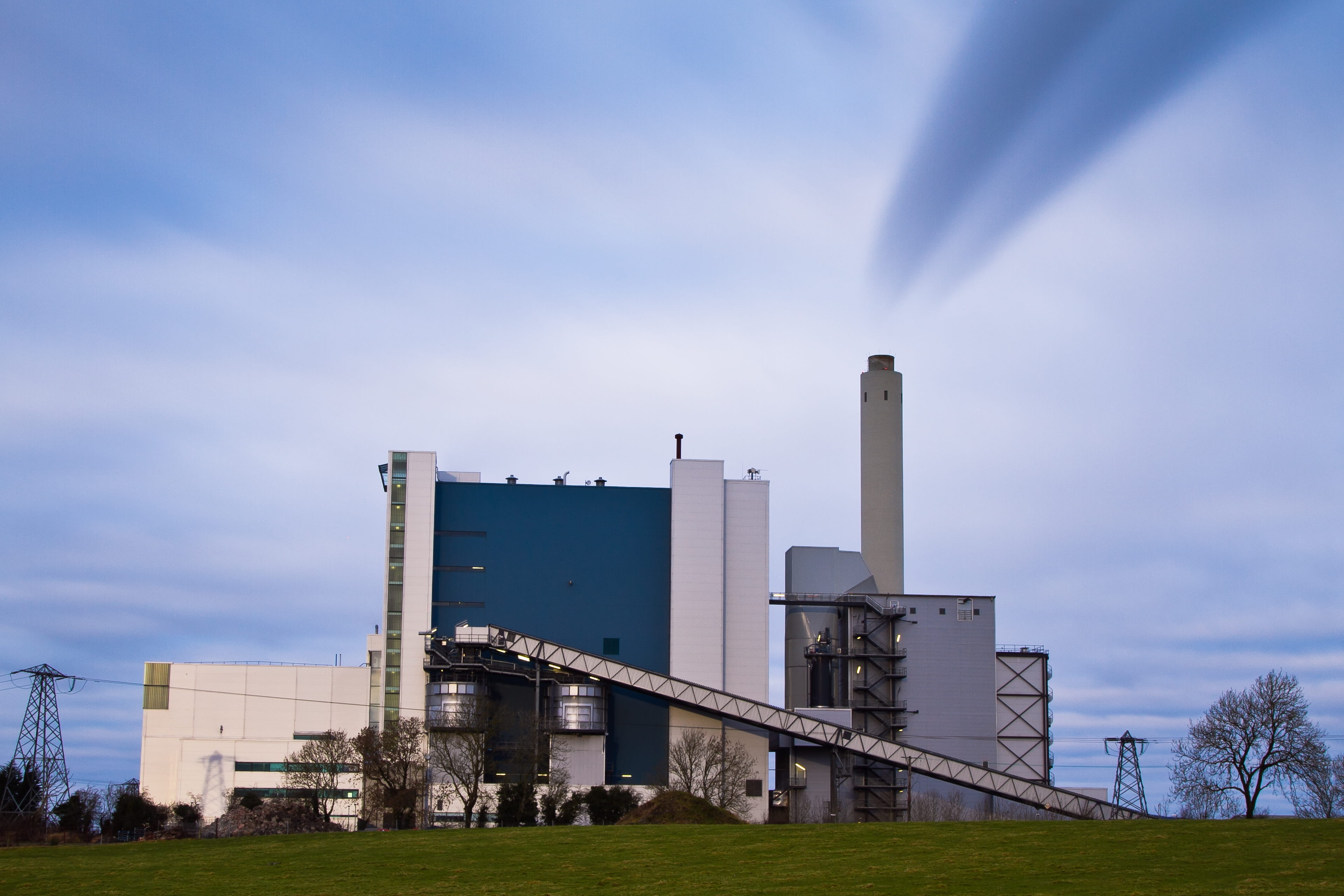 Aerial view of Lough Ree Power station in County Longford
