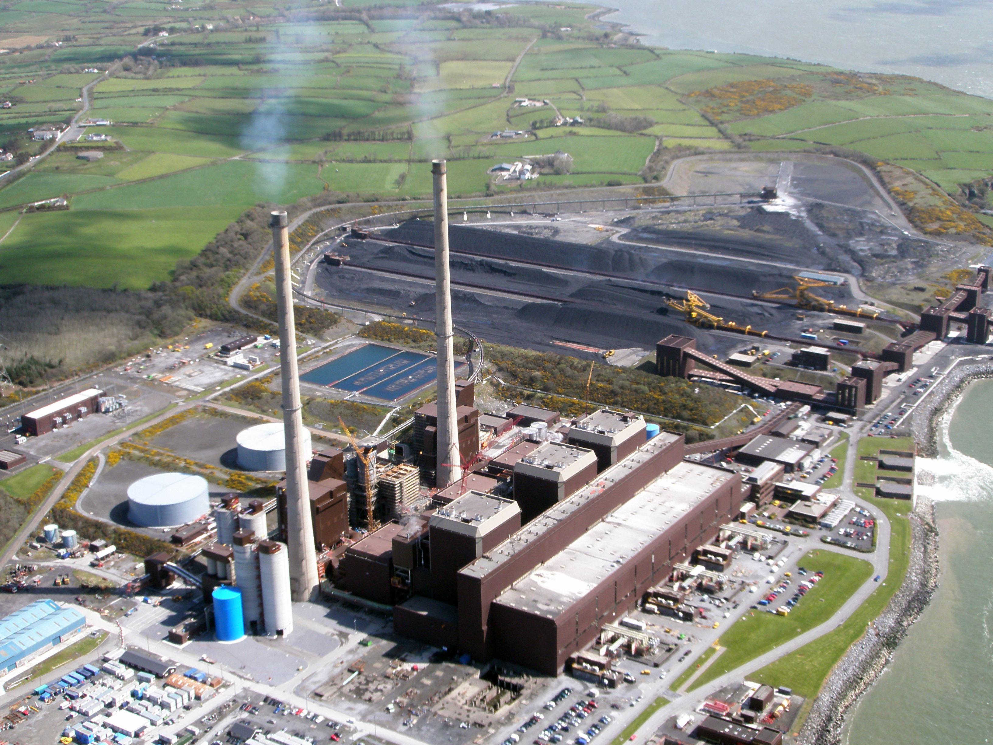 Aerial view of Money Point power station in county Clare