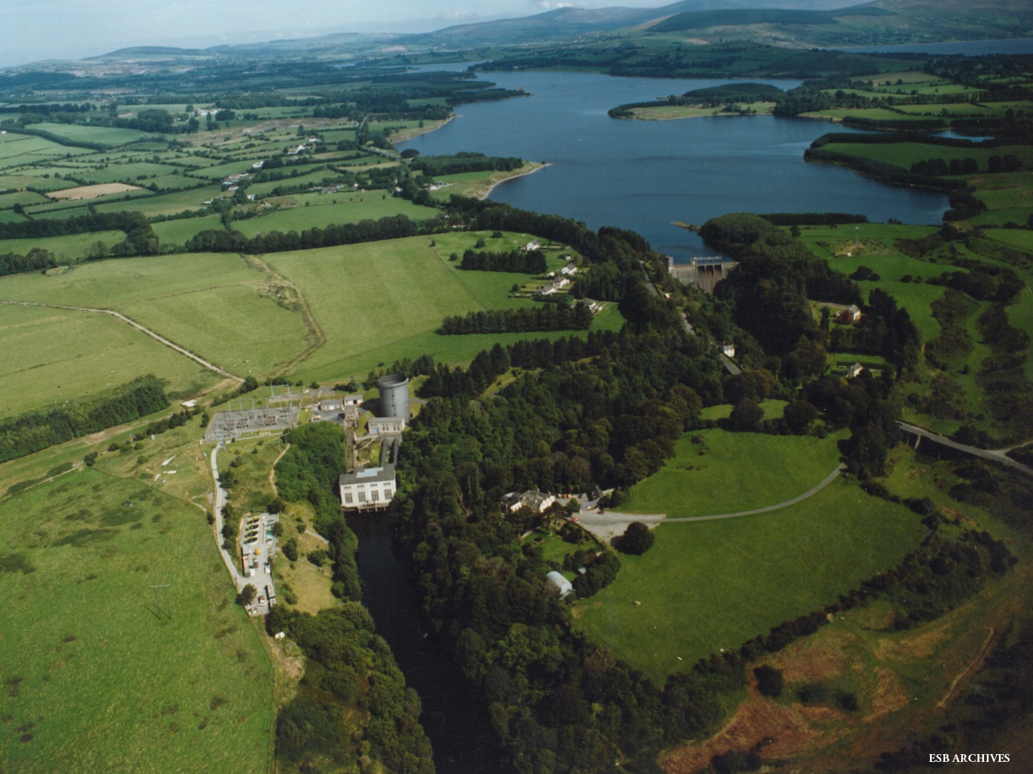 Aerial view of Poullaphouca power station in County Wicklow