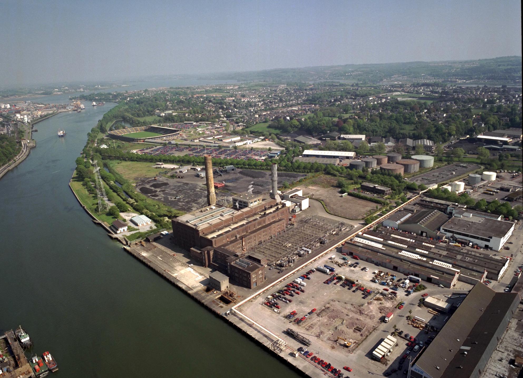Aerial view of Marina power station in County Cork