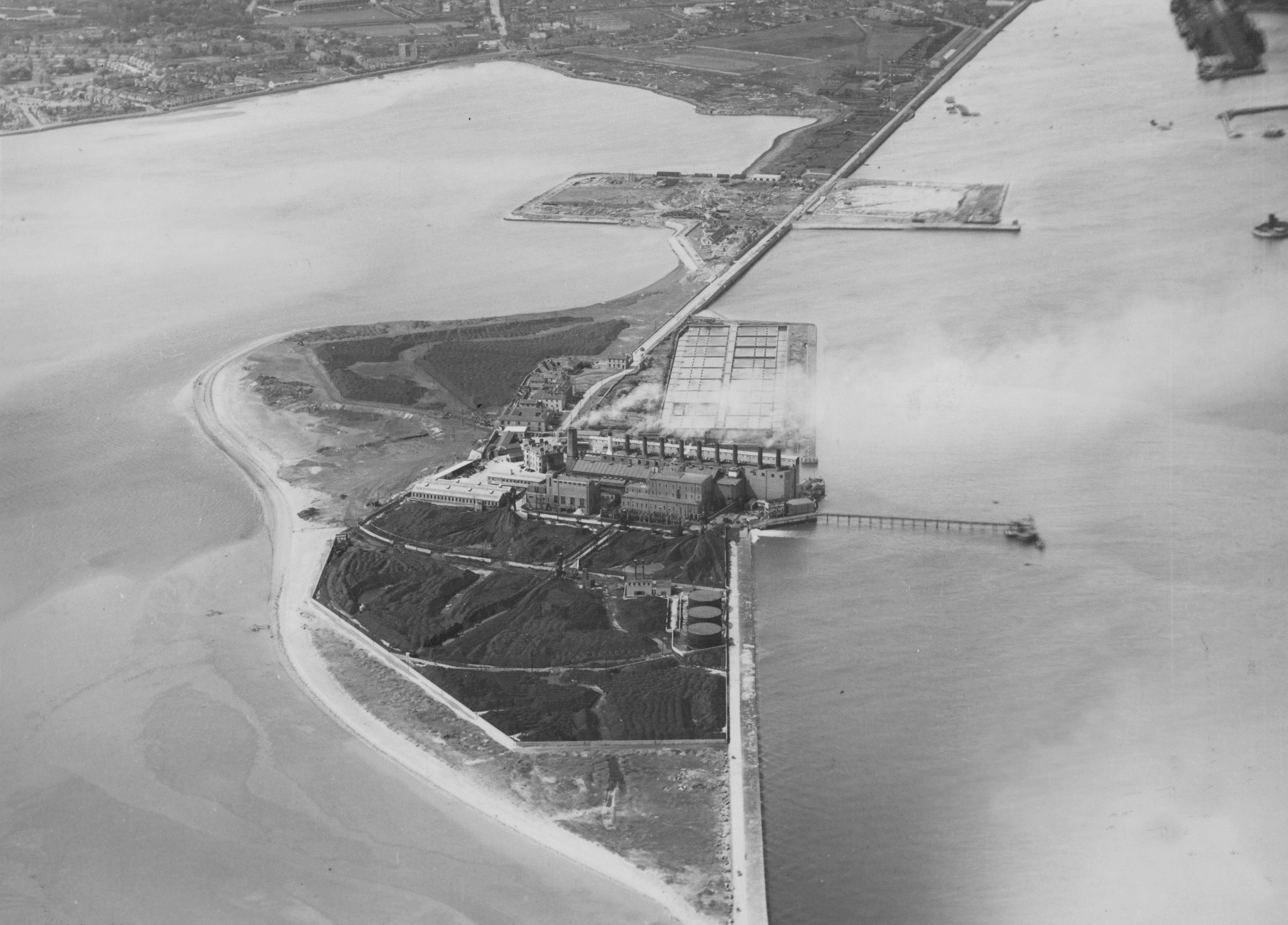 Aerial view of Ringsend power station in county Dublin
