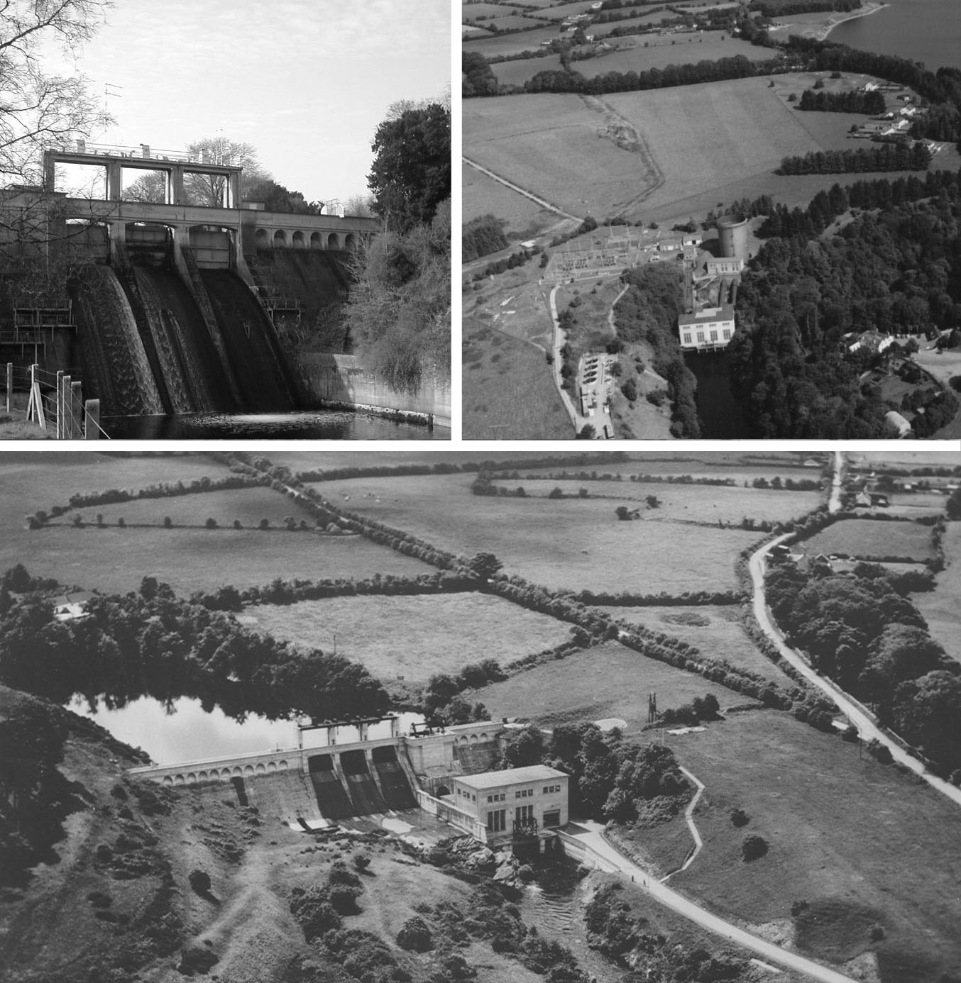 Aerial view of power stations on River Liffey in county Kildare and Wicklow