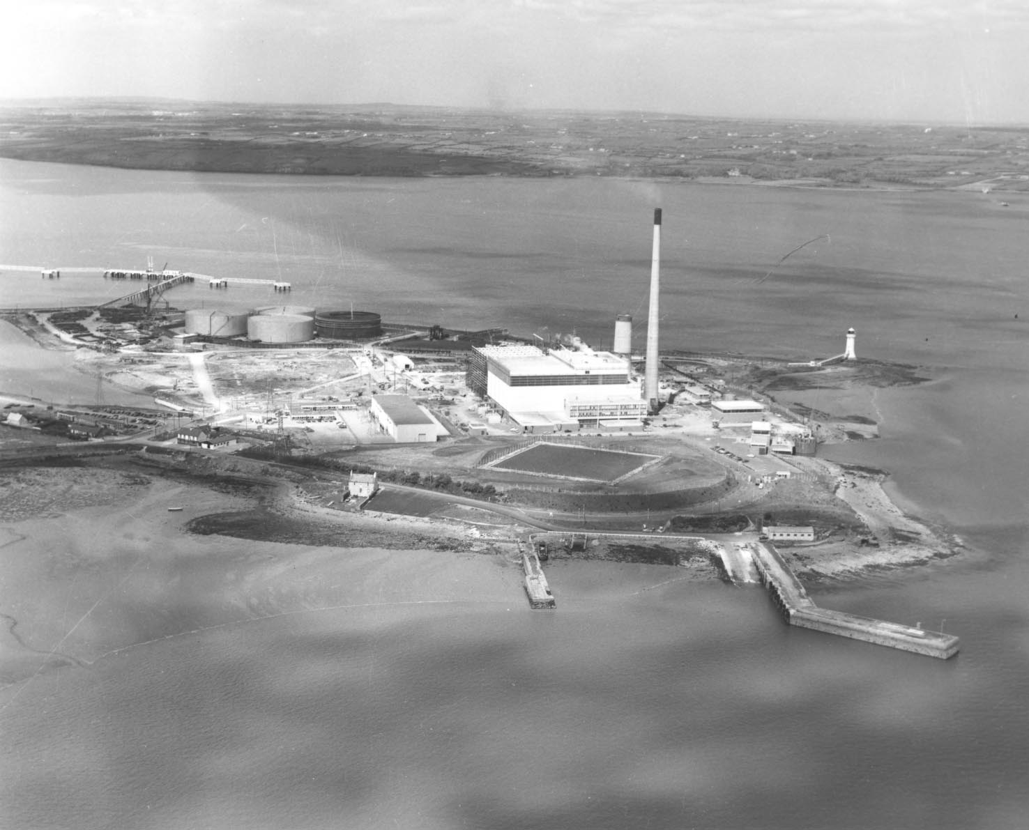 Aerial view of Tarbert power station in county Kerry
