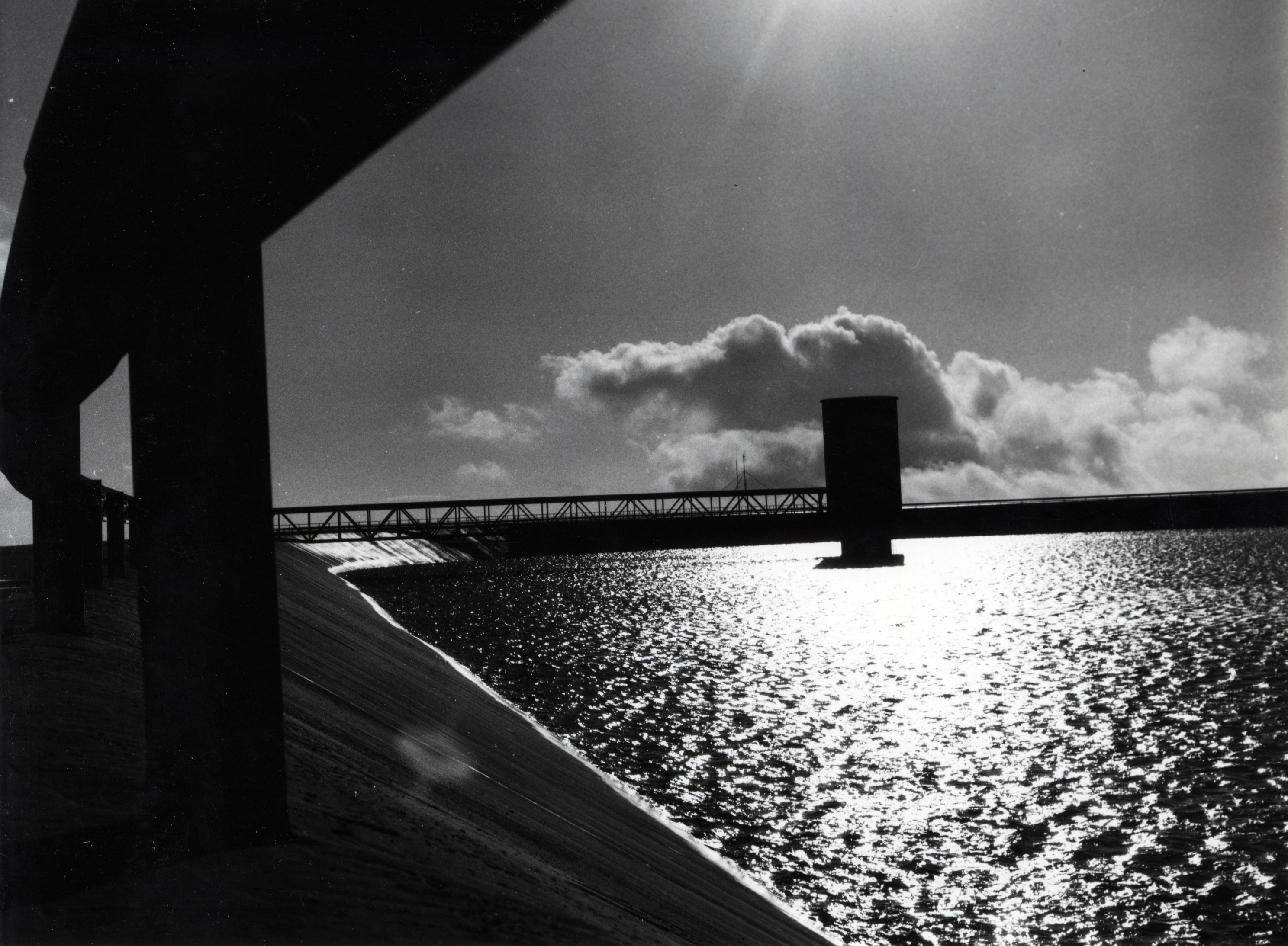 Black and white photograph of Turlough Hill reservoir