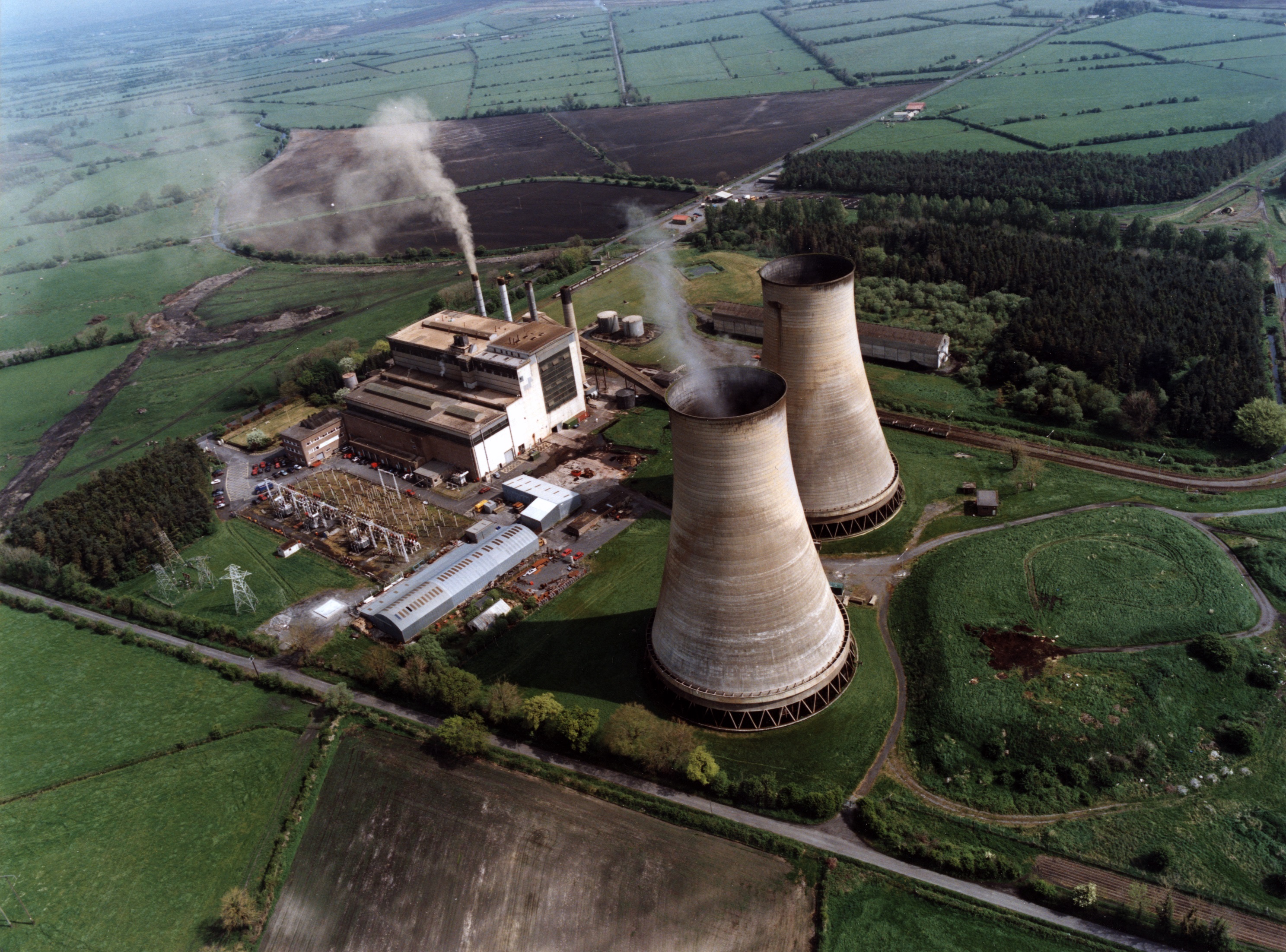 Aerial view of Ferbane power station in County Offaly