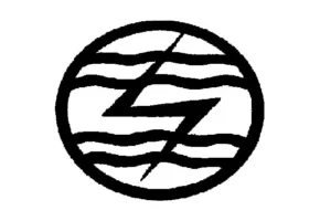 ESB logo designed by Frank Brandt, featuring a stylised flash of electricity over water to represent electricity generated by the Shannon Scheme