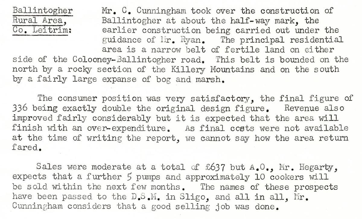 A scanned page from the ESB REO magazine about the Ballintogher Rural Area.