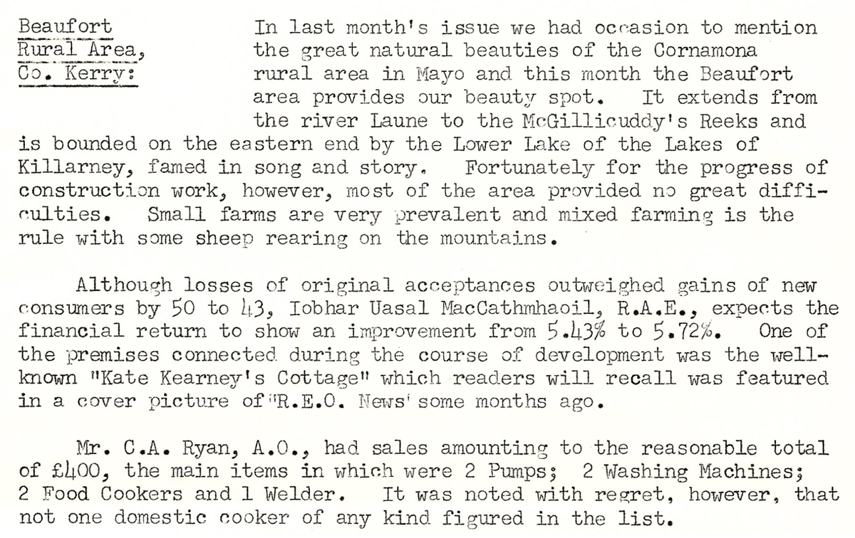 A scanned page from the ESB REO magazine about the Beaufort Rural Area.