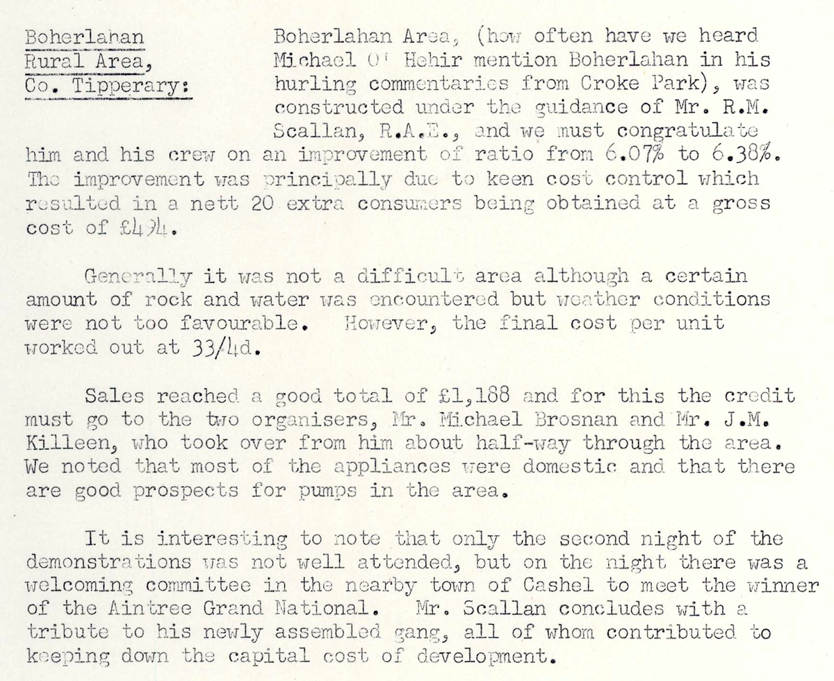 A scanned page from the ESB REO magazine about the Bohorlahan Rural Area