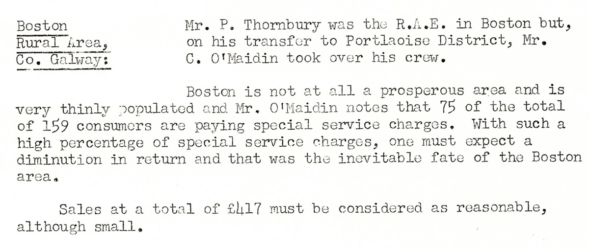 A scanned page from the ESB REO magazine about the Boston Rural Area