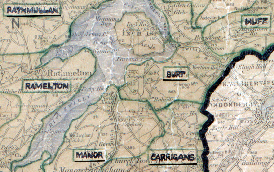 A scanned, worn historical map from the 1940s of the  rural electrification area around Burt. A  hand‑drawn boundary outlines the region.