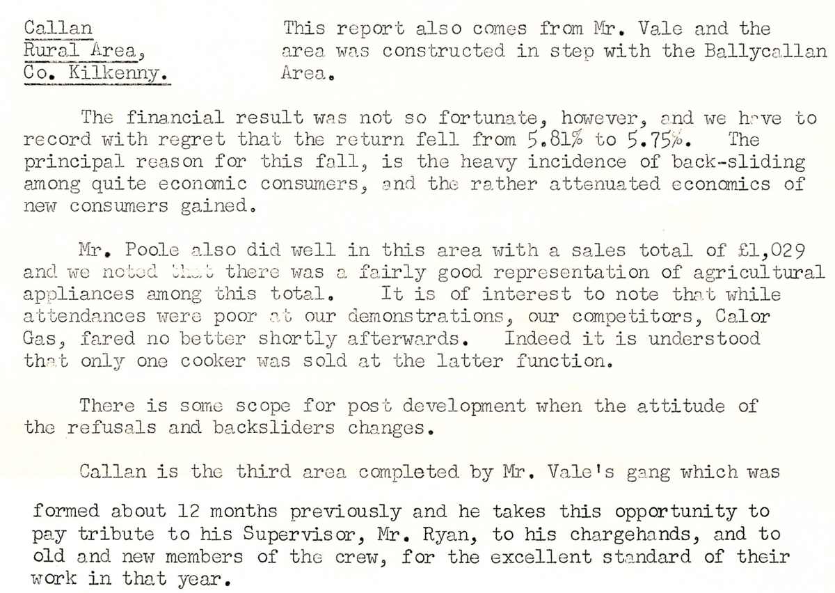 A scanned page from the ESB REO magazine about the Callan Rural Area