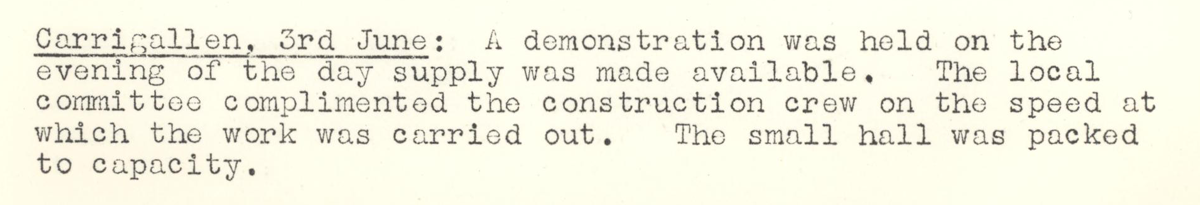 “A scanned page from the ESB REO magazine about the Carrigallen Rural Area”