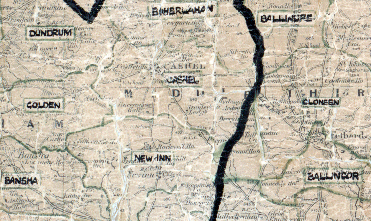 Map extract showing rural electrification areas in County Tipperary, including Cashel, Golden, New Inn, Bansha, Ballinure and Cloneen.