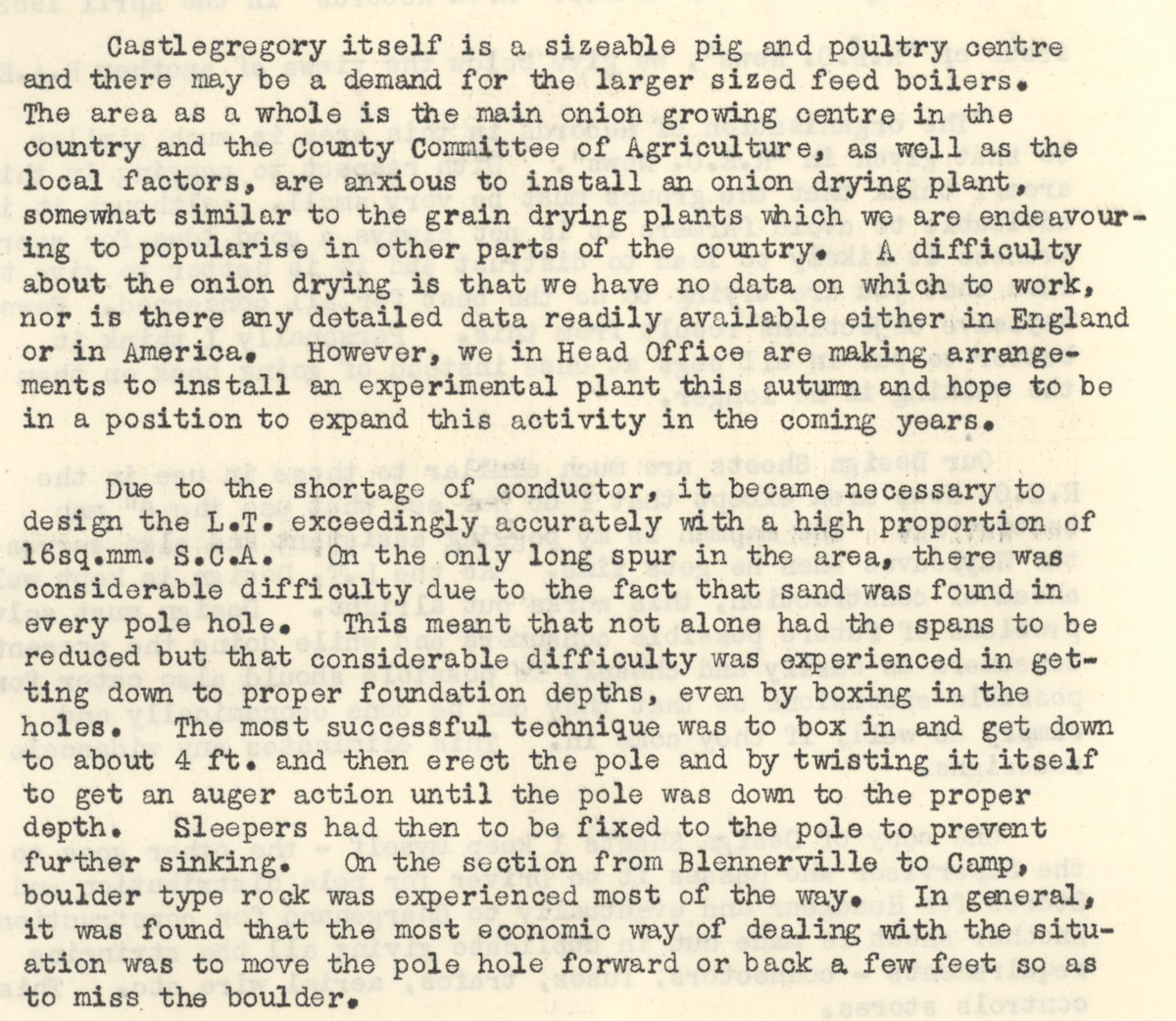 A scanned page from the ESB REO magazine about the Castlegregory Rural Area.