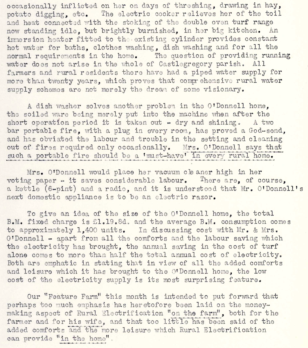 A scanned page from the ESB REO magazine about the Castlegregory Rural Area.