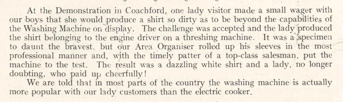 A scanned page from the ESB REO magazine about the Coachford Rural Area.