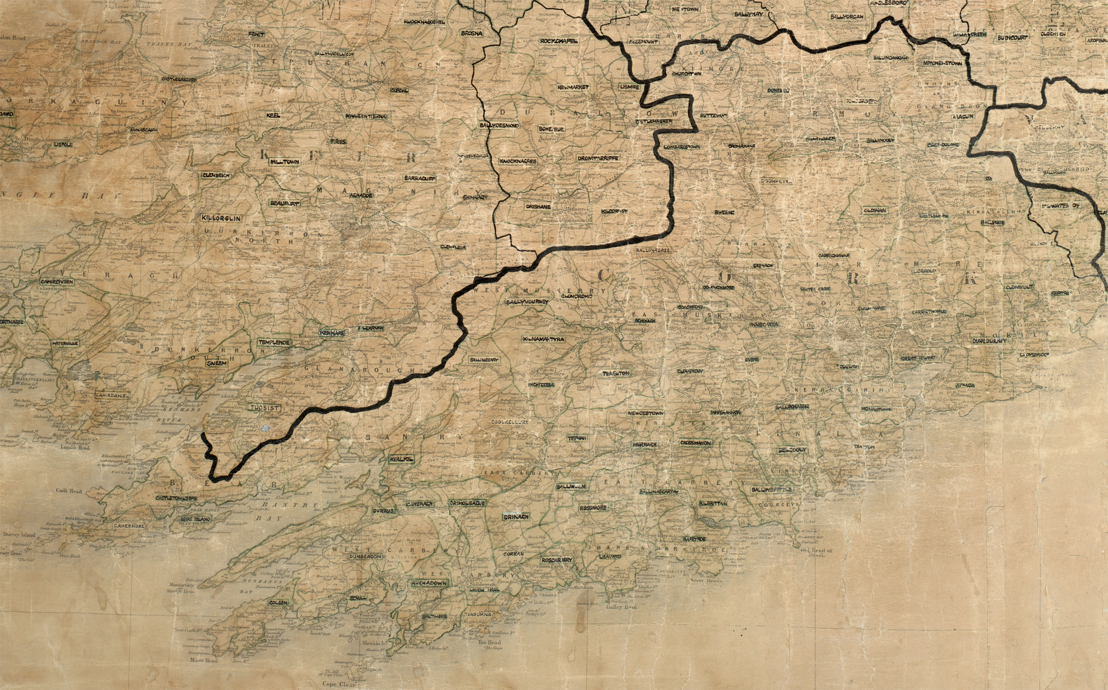 Map showing a rural electrification areas in County Cork.