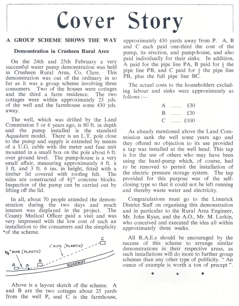 Digital scan of a newspaper coverstory about Crusheen Rural Area.