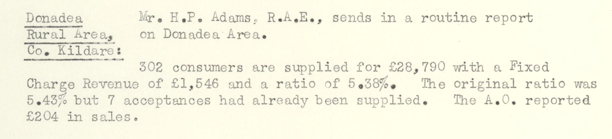 A scanned page from the ESB REO magazine about the Donadea Rural Area.