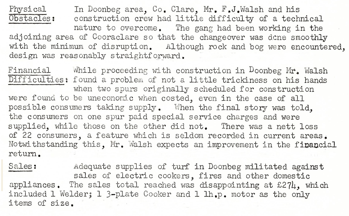A scanned page from the ESB REO magazine about the Doonbeg Rural Area