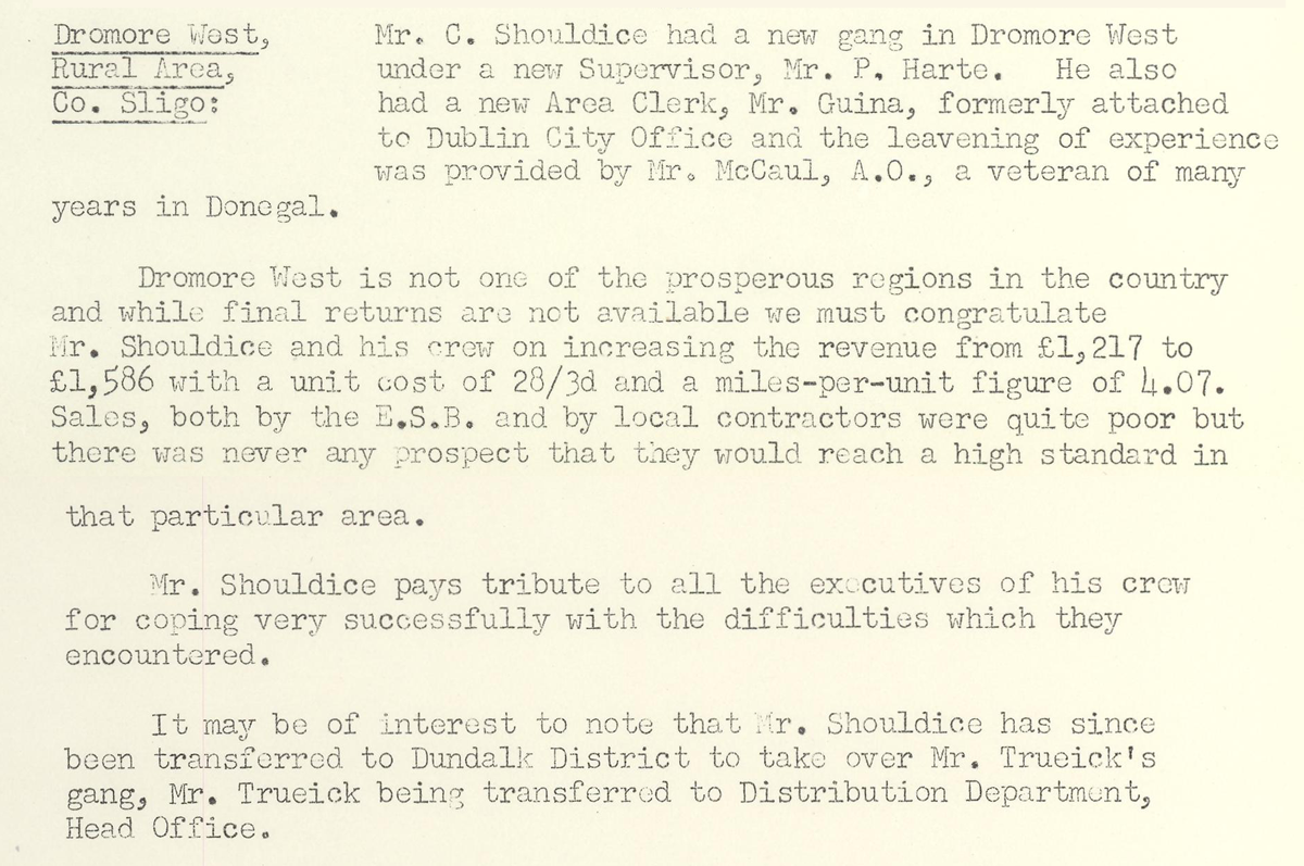 A scanned page from the ESB REO magazine about the Dromore Rural Area.