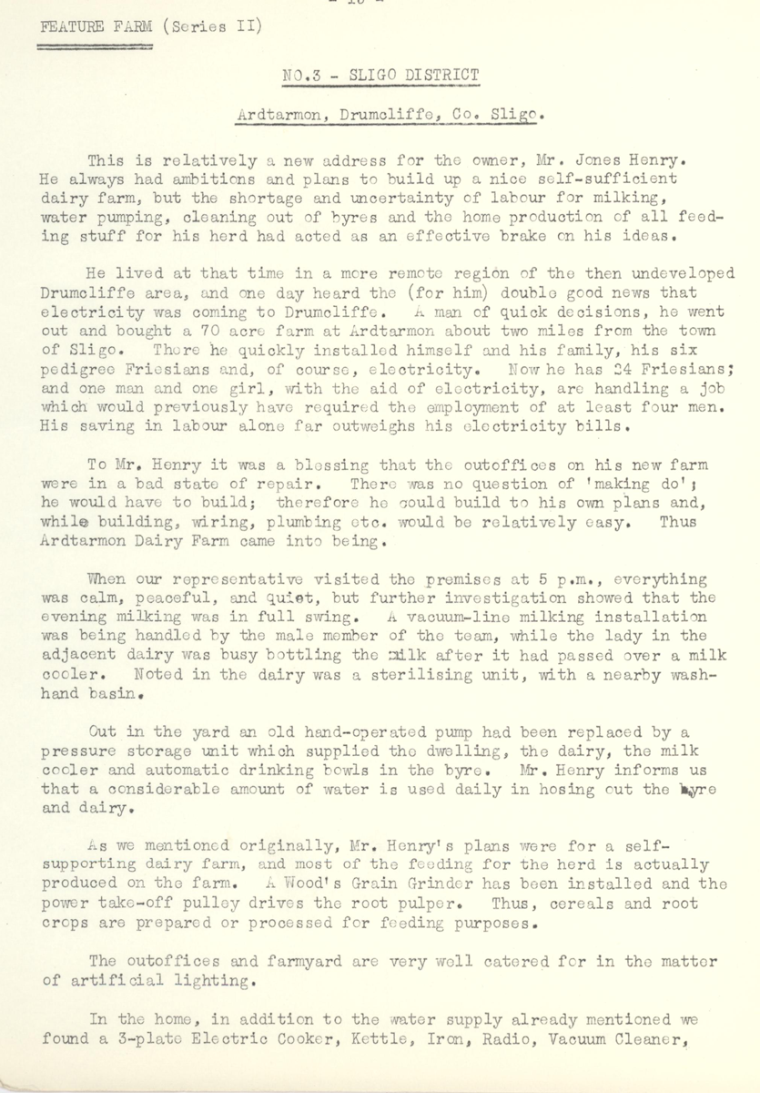A scanned page from the ESB REO magazine about the Drumcliffe Rural Area.
