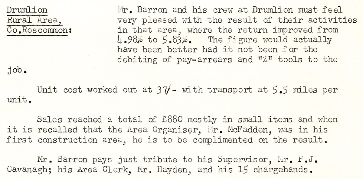 A scanned page from the ESB REO magazine about the Drumlion Rural Area.
