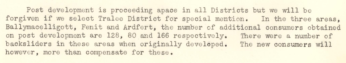 A scanned page from the ESB REO magazine about the Fenit Rural Area