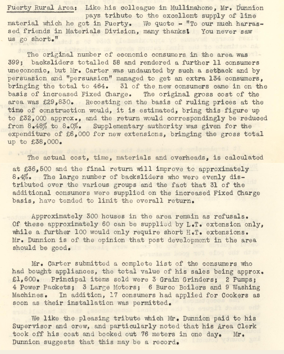 A scanned page from the ESB REO magazine about the Fuerty Rural Area.