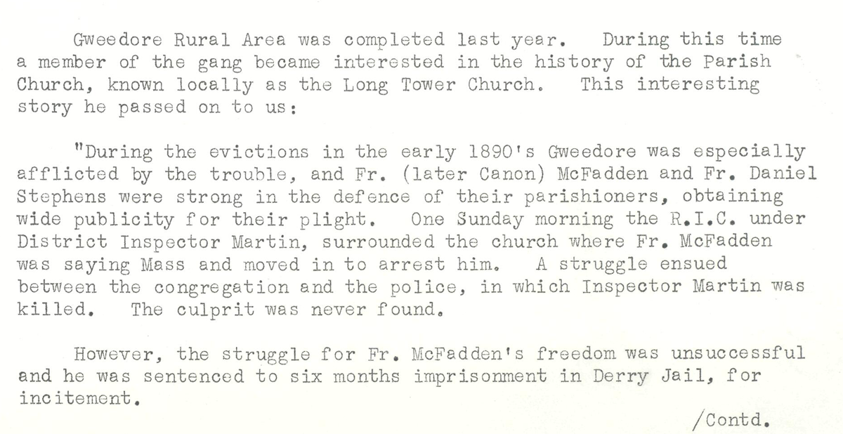 A scanned page from the ESB REO magazine about the Gweedore Rural Area