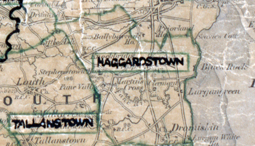 Map extract showing rural electrification areas in County Louth, including Haggardstown and Tallanstown.