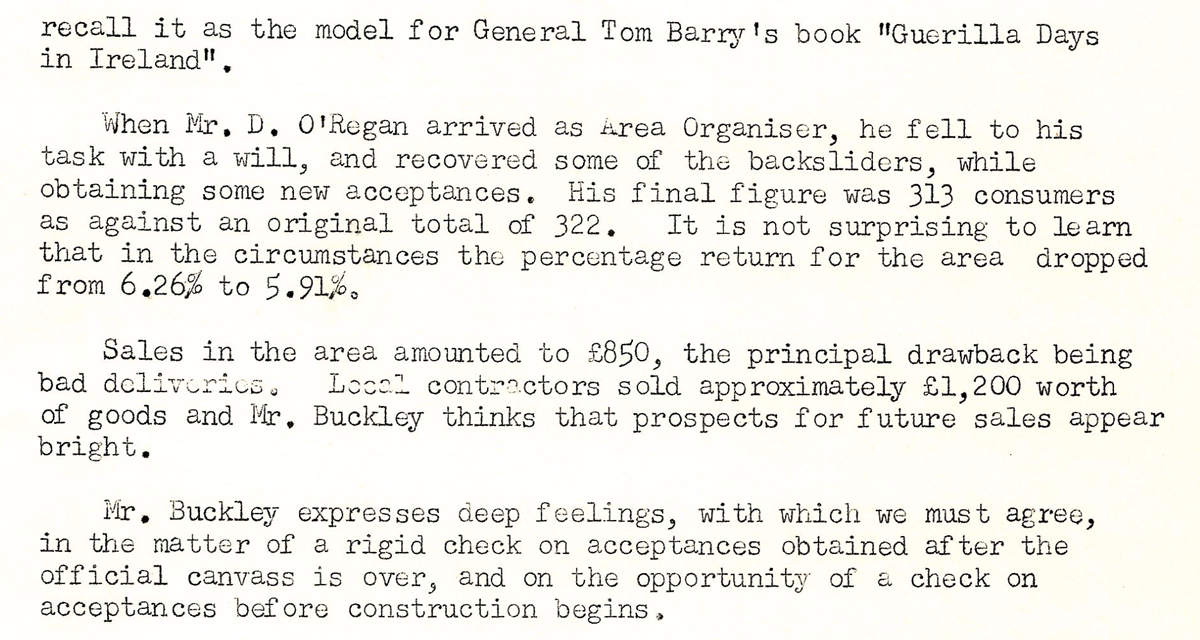 A scanned page from the ESB REO magazine about the Kilbrittain Rural Area.