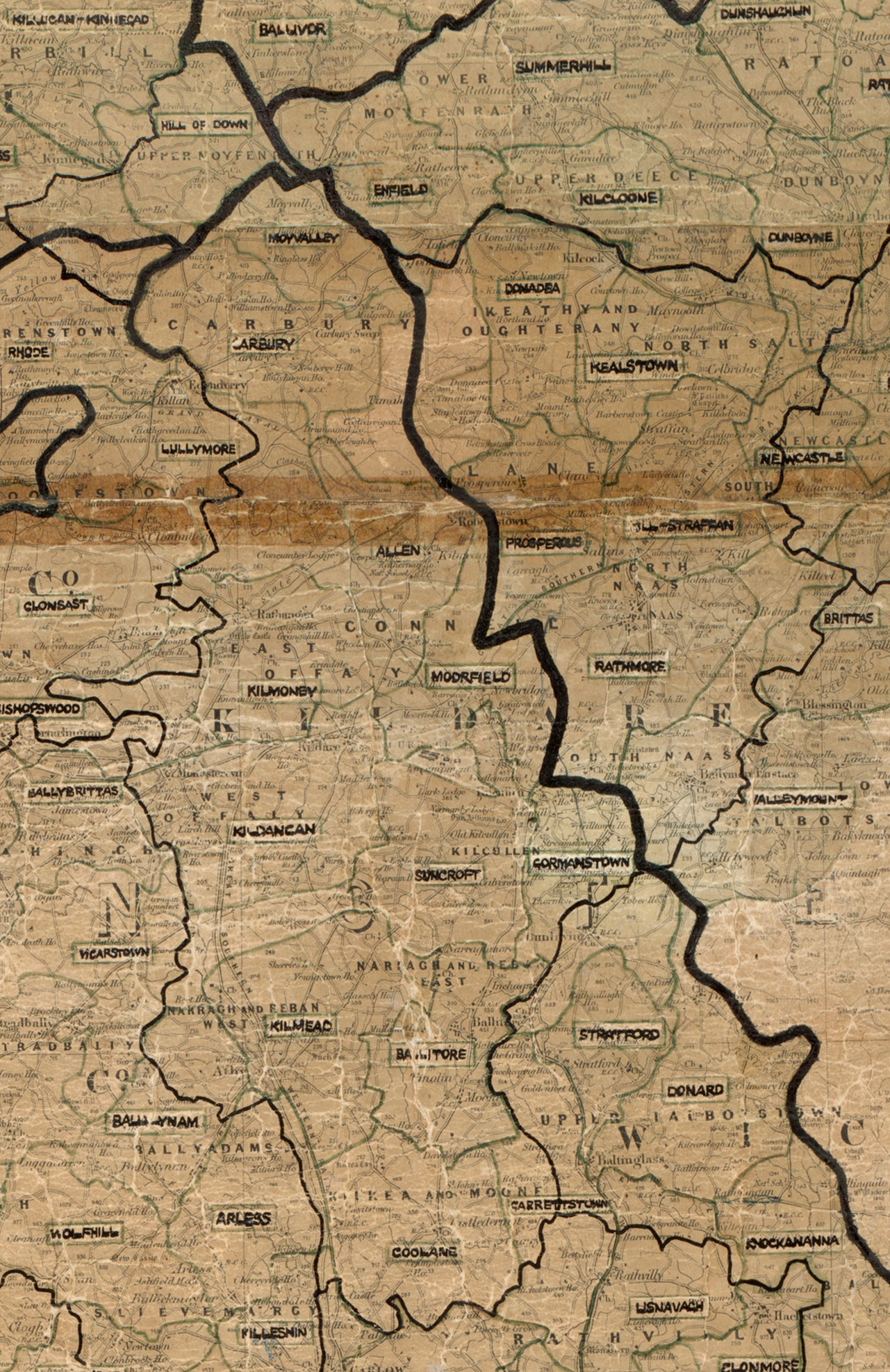 Map showing rural electrification area boundaries across County Kildare.