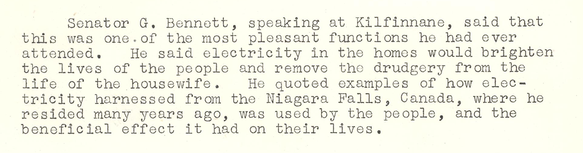 A scanned page from the ESB REO magazine about the Kilfinnane Rural Area