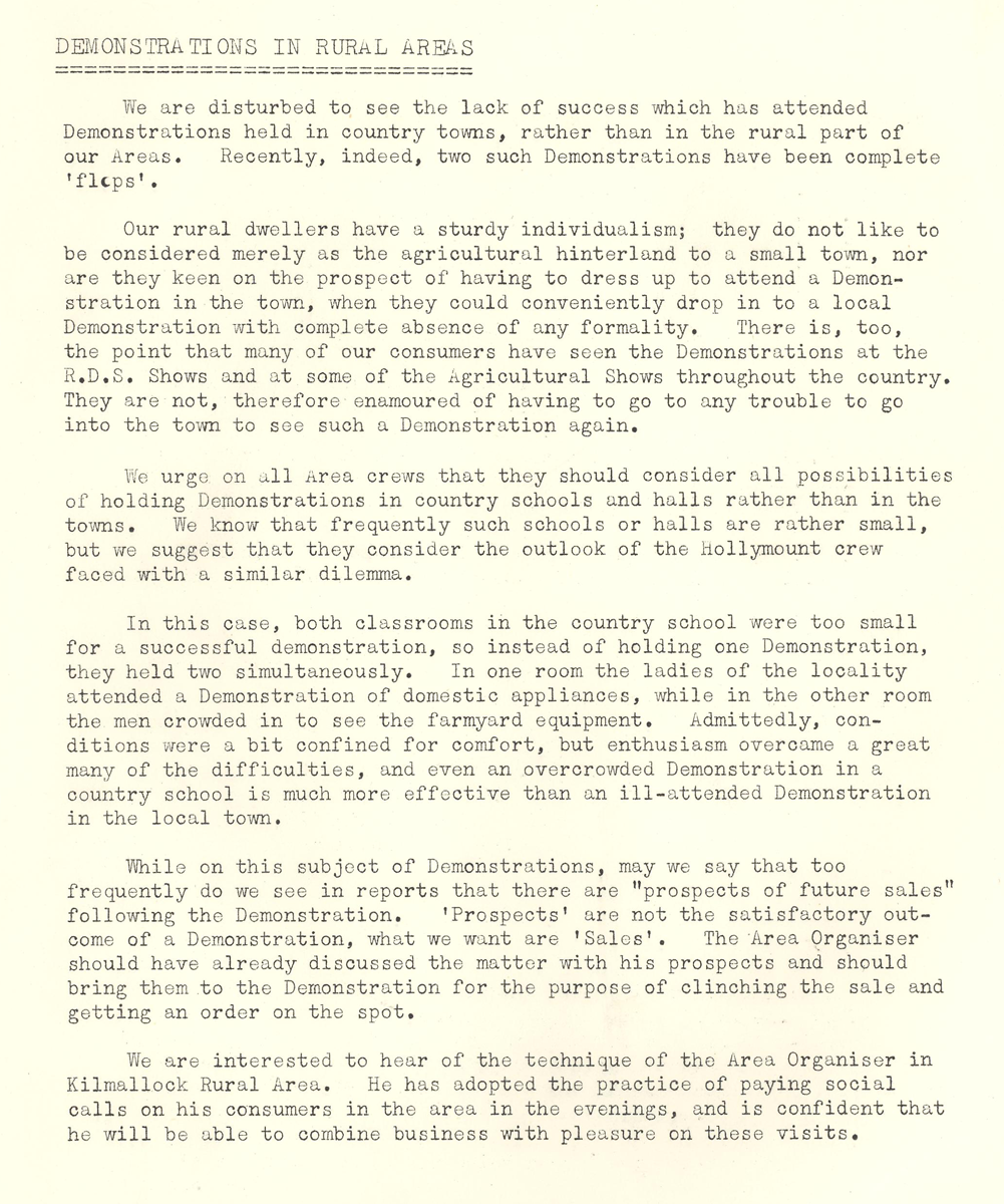 A scanned page from the ESB REO magazine about the Kilmallock Rural Area