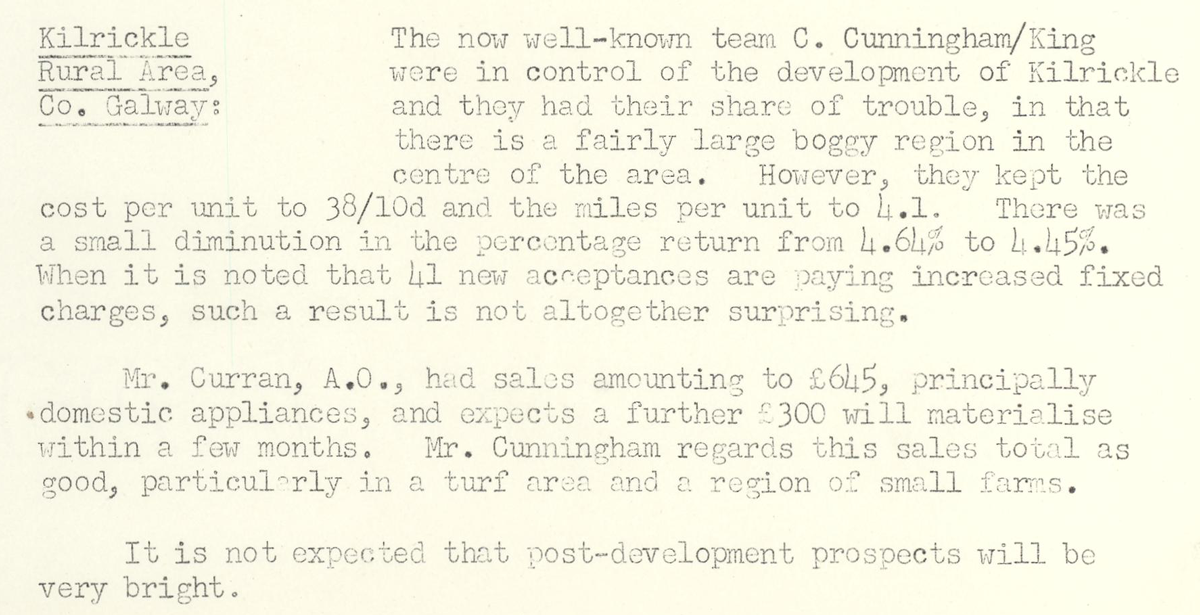 A scanned page from the ESB REO magazine about the Kilrickle Rural Area