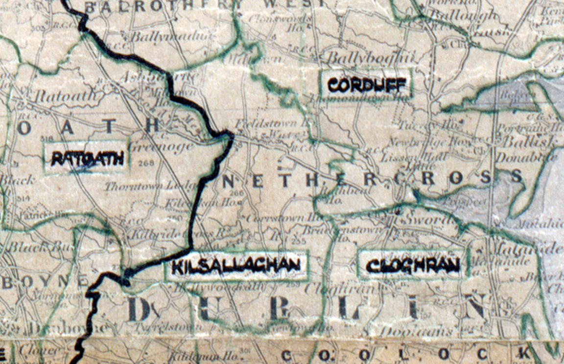 Map extract showing rural electrification areas in County Dublin, including Corduff, Kilsallaghan and Cloghran.
