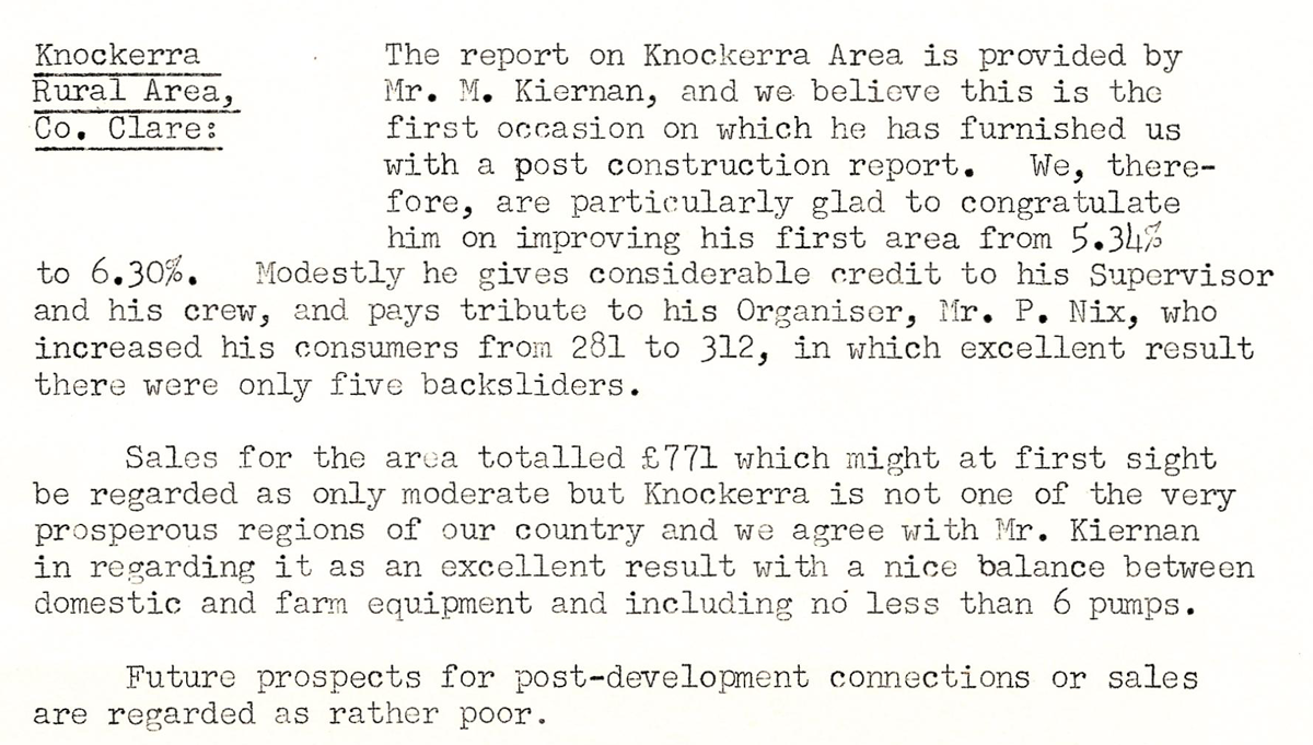 A scanned page from the ESB REO magazine about the Knockerra Rural Area