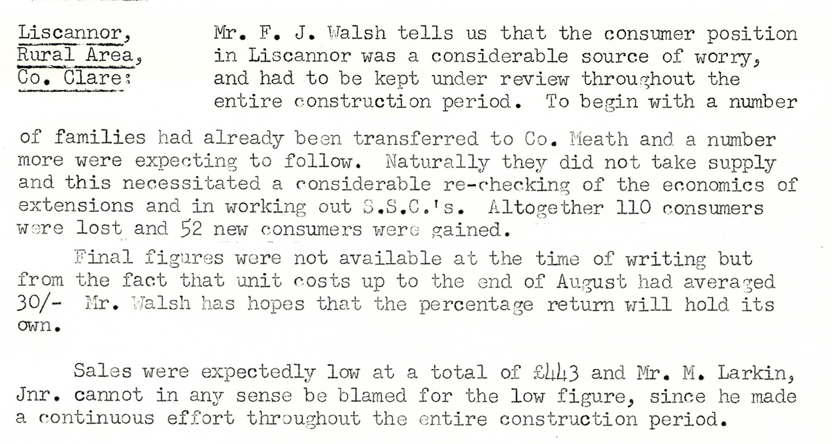 A scanned page from the ESB REO magazine about the Liscannor Rural Area