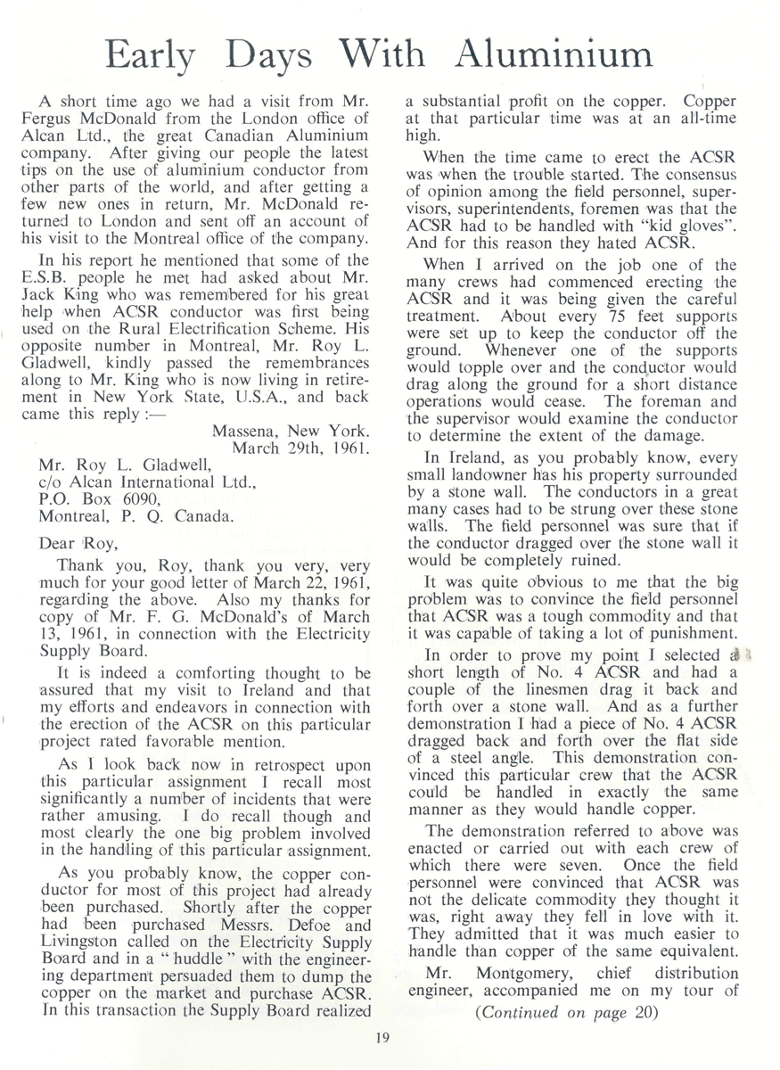 A scanned page from the ESB REO magazine about the Mantua Rural Area.