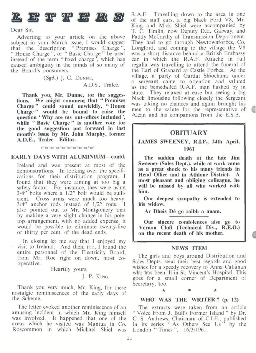 A scanned page from the ESB REO magazine about the Mantua Rural Area.