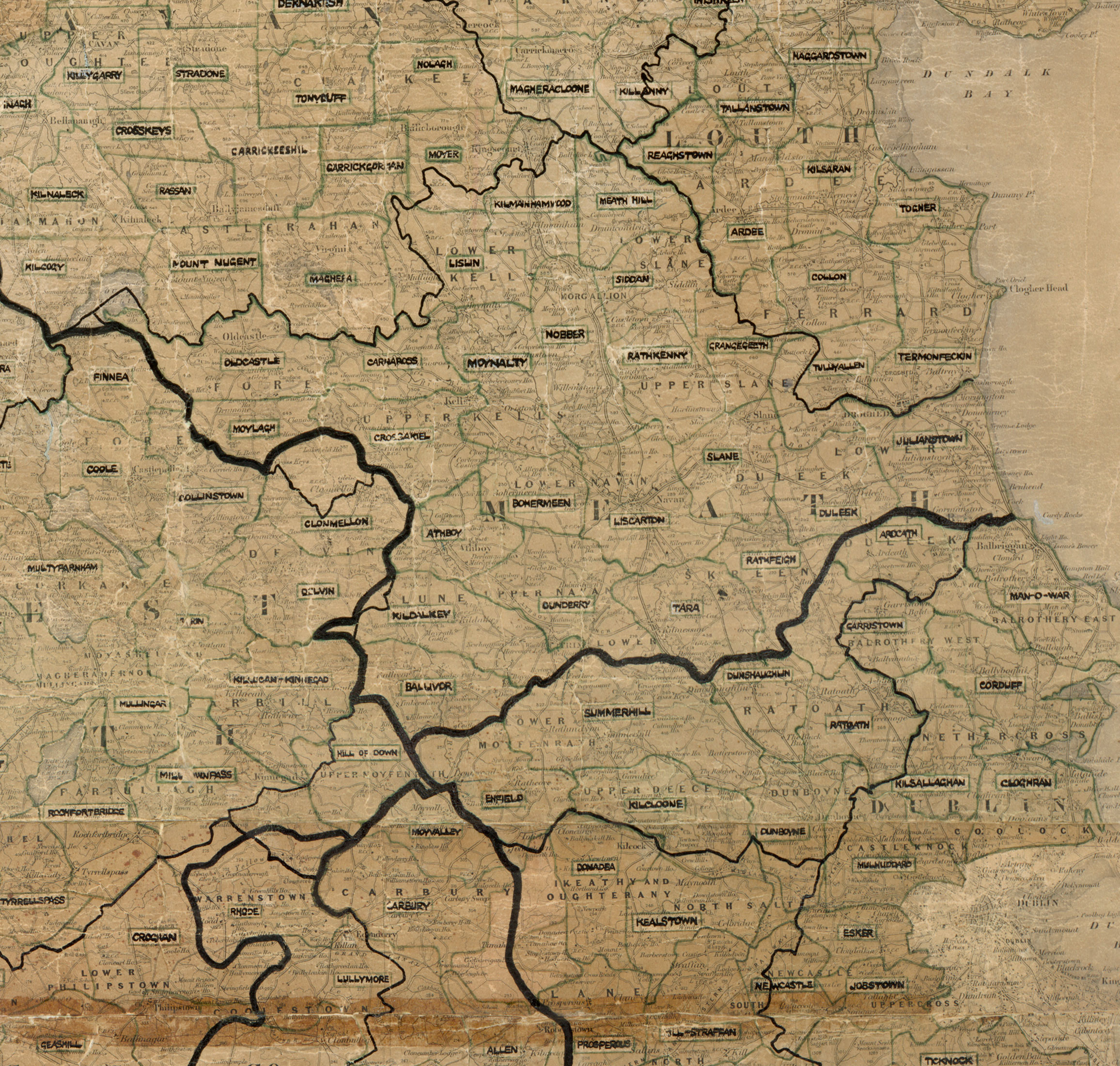 Map showing rural electrification area boundaries across County Meath.