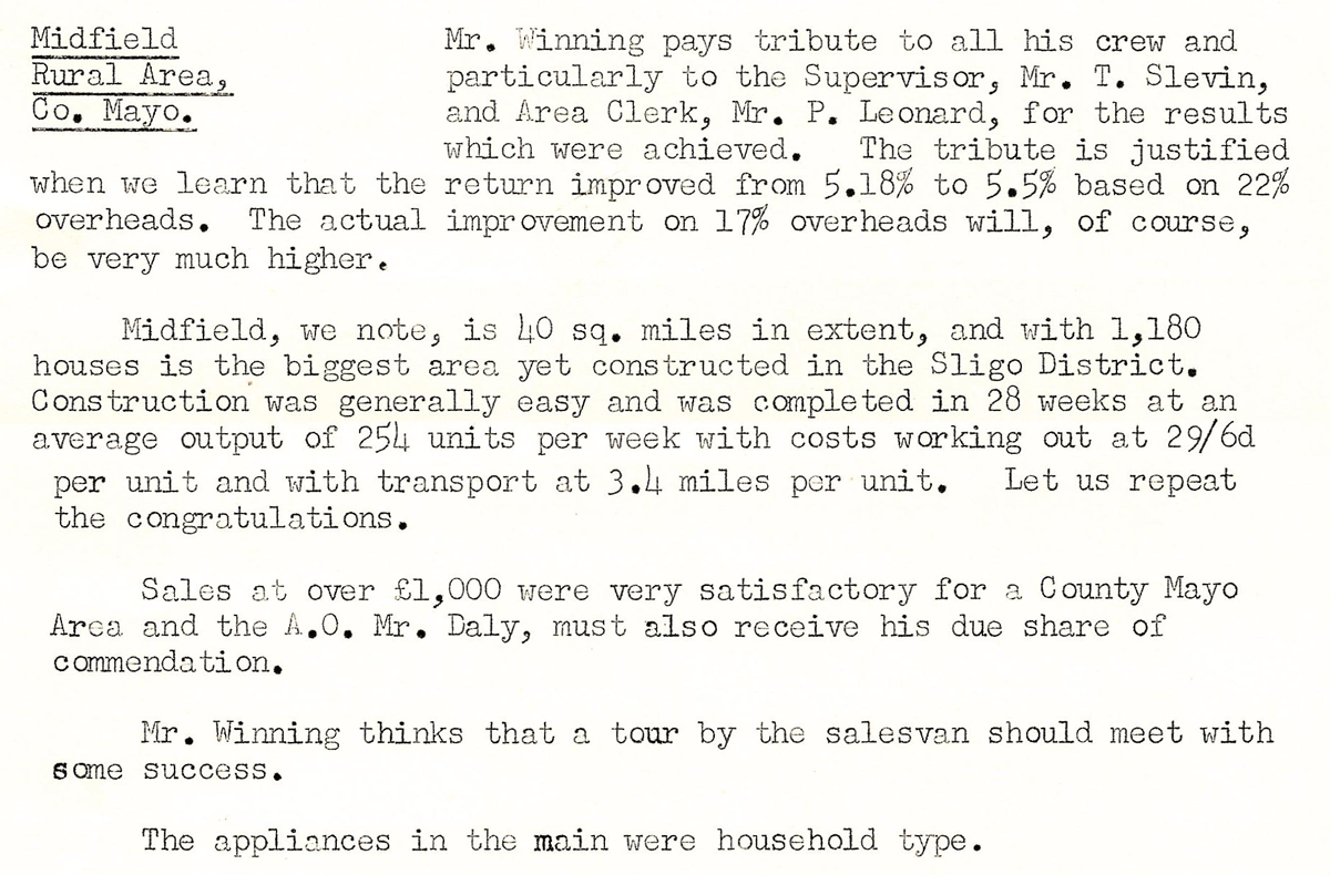 A scanned page from the ESB REO magazine about the Midfield Rural Area.