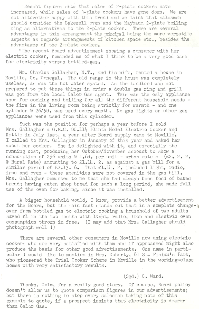 A scanned page from the ESB REO magazine about the Moville Rural Area